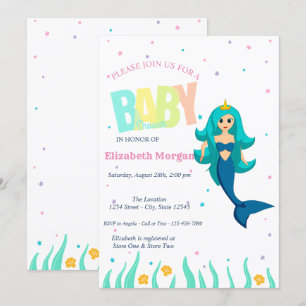 Invitación Bajo El Mar, Fiesta de Bebé Sirena