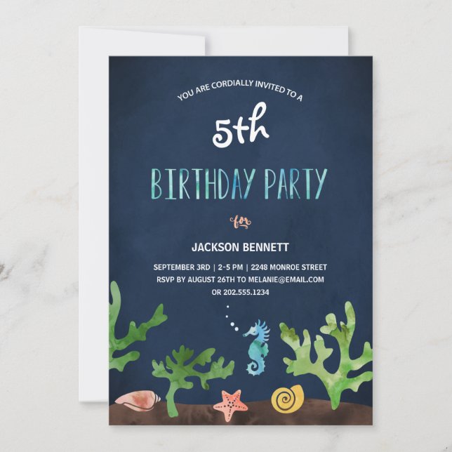 Invitación Bajo el mar | Fiesta de cumpleaños de niños náutic (Anverso)