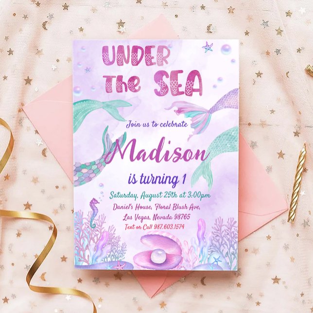 Invitación Bajo el Mar Fiesta Pequeña Fiesta de Cumpleaños de (Subido por el creador)