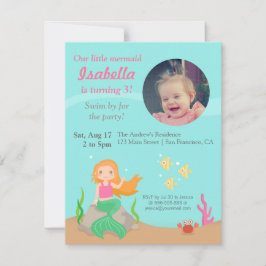Invitación Bajo el Mar, Foto de Cumpleaños de la Sirena