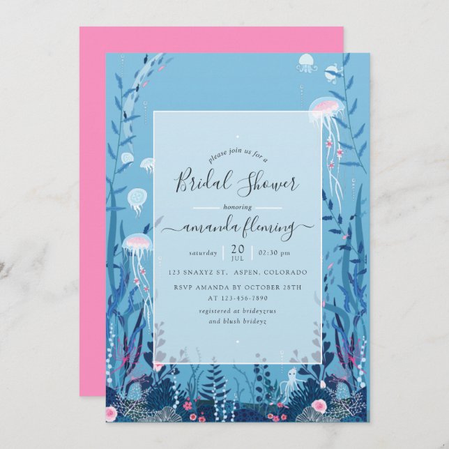 Invitación Bajo el mar, la ducha náutica de novias (Anverso / Reverso)