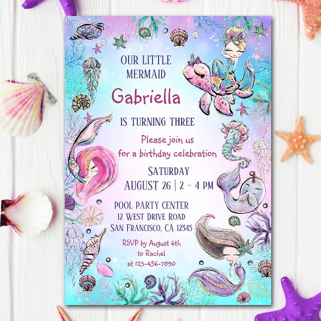 Invitación Bajo el mar, la fascinante fiesta de cumpleaños de (Subido por el creador)