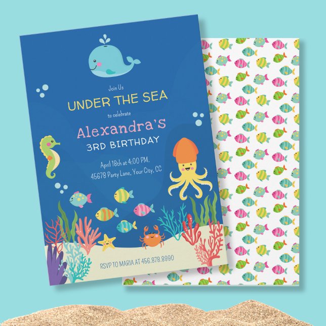 Invitación Bajo el mar los animales cumpleaños (Subido por el creador)