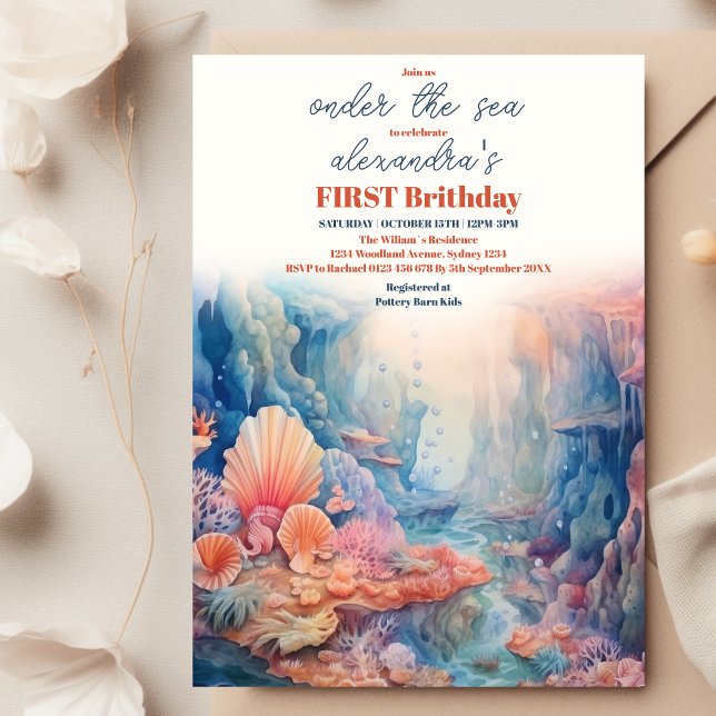 Invitación Bajo el mar, los animales cumplen 1° aniversario (Subido por el creador)