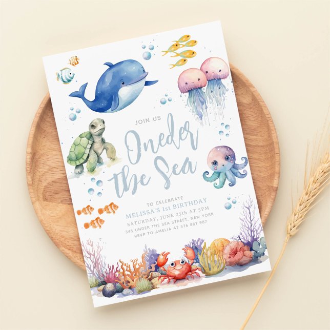 Invitación Bajo el mar, los animales cumplen 1° aniversario (Subido por el creador)