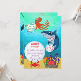 Invitación Bajo el mar, los animales invitan a una fiesta de