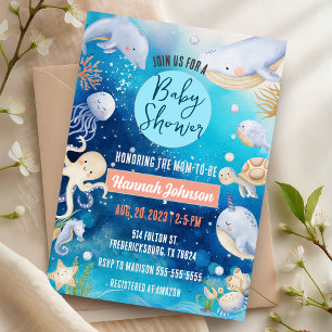 Invitación Bajo el mar Nautical Baby Boy Chica Baby Shower