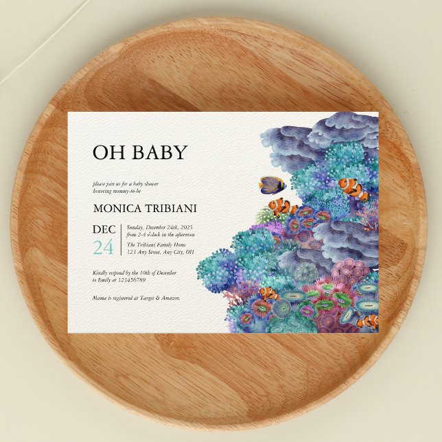 Invitación Bajo el mar Náutico OH Baby Shower Modern (Subido por el creador)