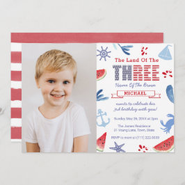 Invitación Bajo el mar o Nautical Foto de Fiesta de tercer cu