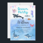 Invitación Bajo el mar Ocean Kids Birthday Party Invitation<br><div class="desc">Prepárate para una aventura en el mar profundo con nuestra "Invitación de cumpleaños de los niños bajo el mar oceánico"! Sumérjase en la diversión con este diseño caprichoso, con criaturas lúdicas del océano y vibrantes escenas submarinas. Es la elección perfecta para una celebración de cumpleaños con temática oceánica. Personalice esta...</div>