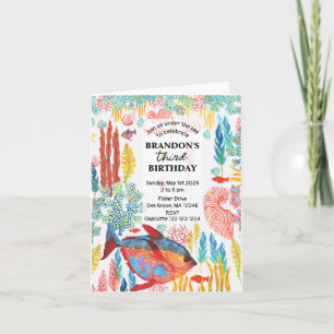 Invitación Bajo el mar Océano Animal acuarela cumpleaños