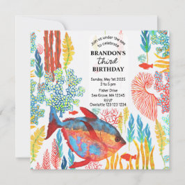 Invitación Bajo el mar Océano Animal acuarela cumpleaños