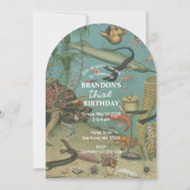 Invitación Bajo el mar Océano Mar Retro Cumpleaños de los Ani