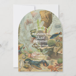 Invitación Bajo el mar Océano Mar Retro Cumpleaños de los Ani