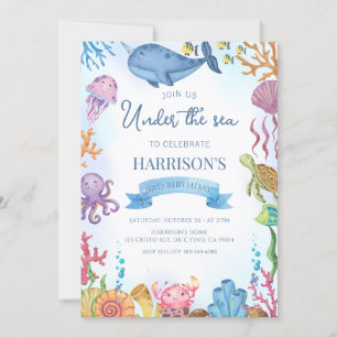 Invitación Bajo el mar Océano marino Animales Cumpleaños