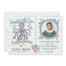 Bajo el mar Octopus Birthday Party Picture Invit