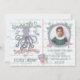 Invitación Bajo el mar Octopus Birthday Party Picture Invit