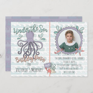 Invitación Bajo el mar Octopus Birthday Party Picture Invit