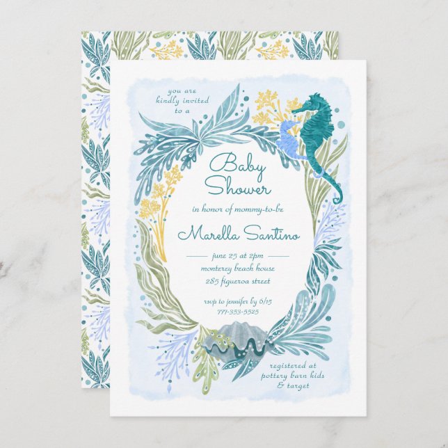 Invitación Bajo el mar Olas del Océano Marítimo Hija Hija Inf (Anverso / Reverso)