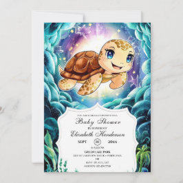 Invitación Bajo el mar Pastel de la tortuga Baby Shower