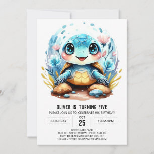 Invitación Bajo el mar Personalizado Moda Tortuga Cumpleaños