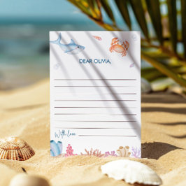 Invitación Bajo el mar Primer Cumpleaños Cápsula Notecard