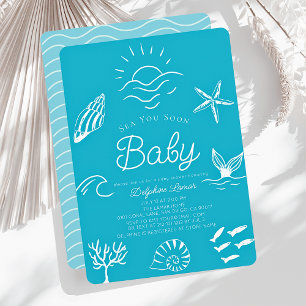 Invitación Bajo el mar, pronto Blue Boy Baby Shower