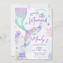 Invitación Bajo el mar púrpura Verde azulada cumpleaños de si