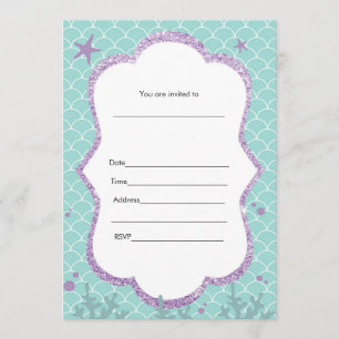 Invitación Bajo El Mar Rellenar En Purpura Turques