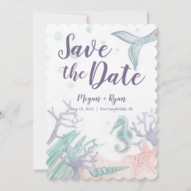 Invitación Bajo el mar Salven las fechas (Anverso)