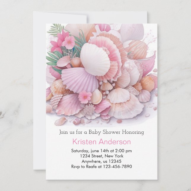 Invitación Bajo el mar Shell Delight Baby Shower (Anverso)