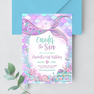 Invitación Bajo el Mar Sirenita Primero Cumpleaños 1