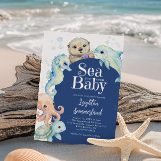 Invitación Bajo el Mar Te Vemos Pronto Baby Shower
