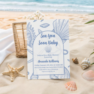 Invitación Bajo El Mar Tú Pronto Niño Azul Baby Shower