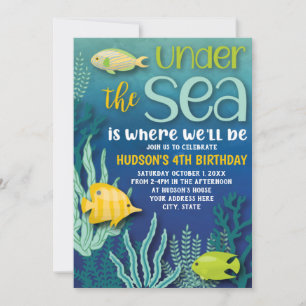 Invitación Bajo el mar Watercolor Ocean Birthday Party