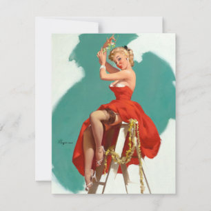 Invitación bajo el muérdago pin up