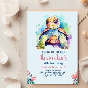 Invitación Bajo el Océano marino, cumpleaños de los animales