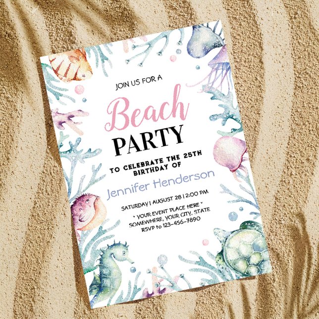 Invitación Bajo el Océano marino, cumpleaños de los animales (Subido por el creador)