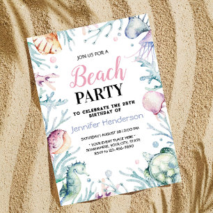 Invitación Bajo el Océano marino, cumpleaños de los animales