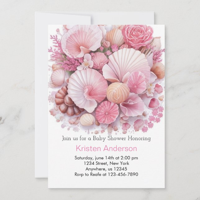 Invitación Bajo la concha marina, Chica de celebración Baby S (Anverso)