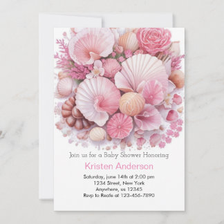 Invitación Bajo la concha marina, Chica de celebración Baby S