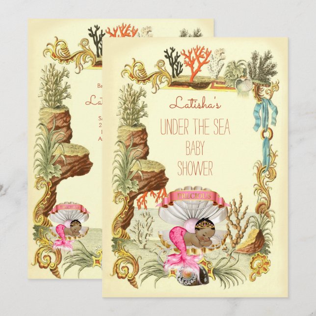 Invitación Bajo la Ética Marina, Baby Shower (Anverso / Reverso)