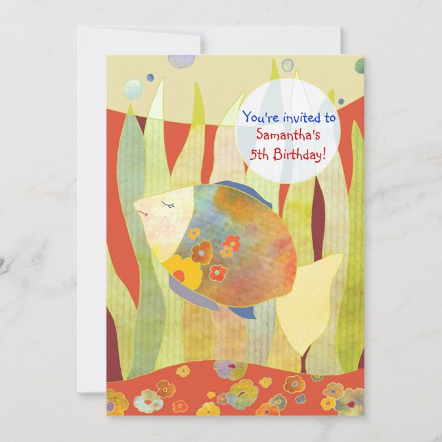 Invitación Bajo la fiesta de cumpleaños de los peces de las f (Anverso)