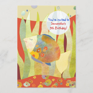 Invitación Bajo la fiesta de cumpleaños de los peces de las f