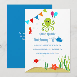 Invitación Bajo la fiesta de cumpleaños de Sea Boy