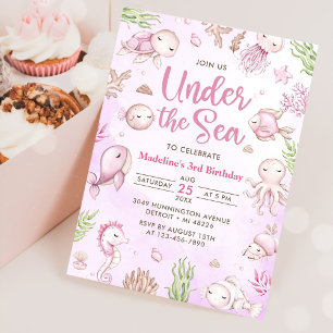 Invitación Bajo la fiesta de cumpleaños de Sea Chica