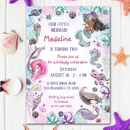 Invitación Bajo la fiesta de cumpleaños del Chica de la siren
