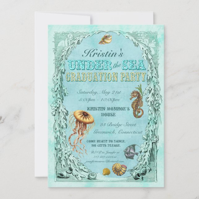 Invitación Bajo la fiesta de graduación del mar (Anverso)