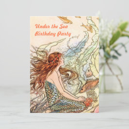 Invitación Bajo la Fiesta del Cumpleaños de la Sirena de Mar