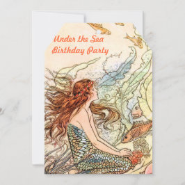Invitación Bajo la Fiesta del Cumpleaños de la Sirena de Mar